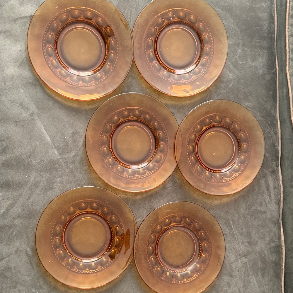 Amber Glass Dinnerware Salad Plate Set